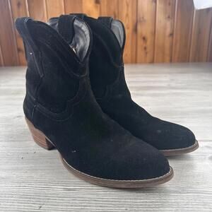 Dingo Tumbleweed Western Boots Womens 11M Black Suede Pull On Cowgirl Cowboy